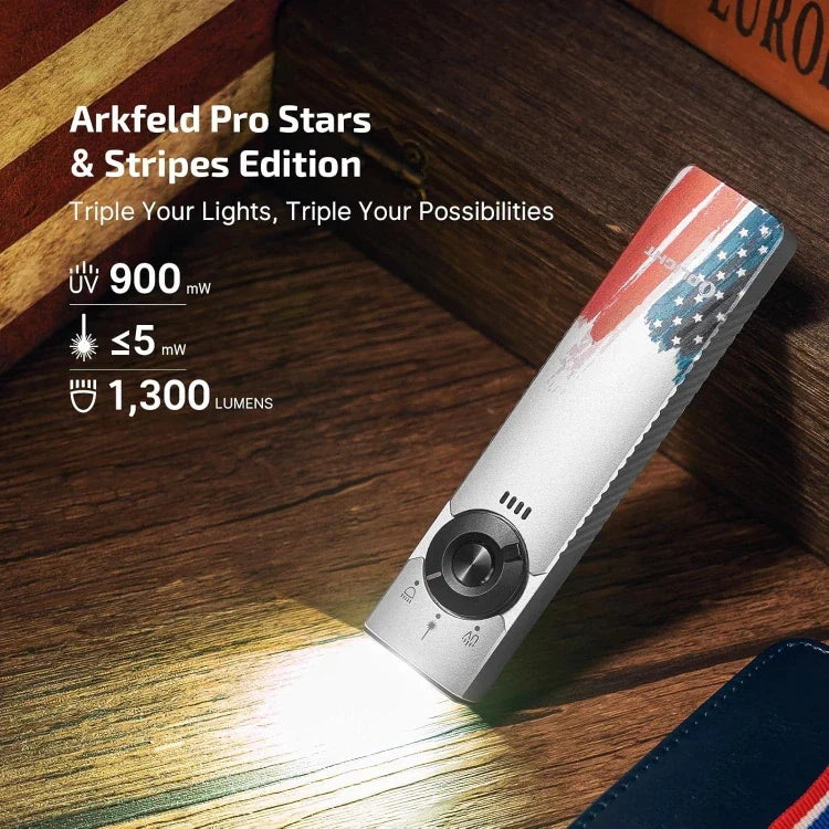 Olight Arkfeld Pro Flat EDC Flashlight – Stars & Stripes Edition