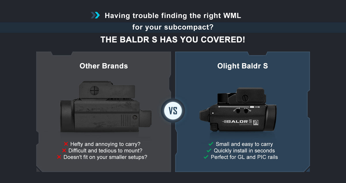 Olight Baldr S Rail Mounted Tactical Light – 800 Lumens, Black