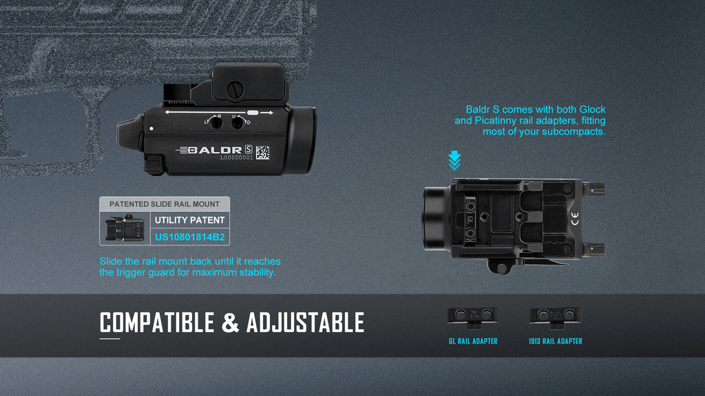 Olight Baldr S Rail Mounted Tactical Light – 800 Lumens, Black