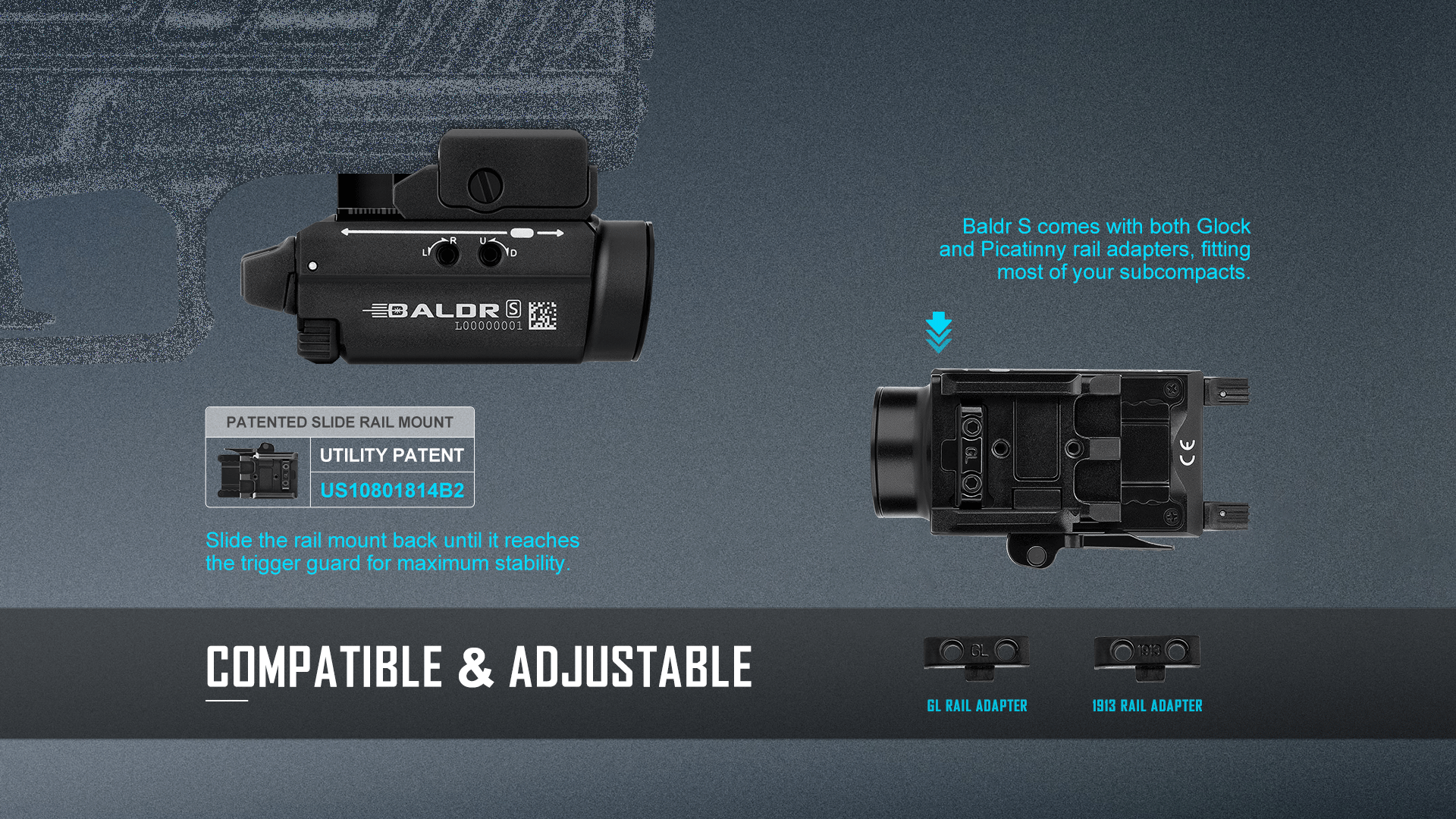 Olight Baldr S Rail Mounted Tactical Light – 800 Lumens, Black