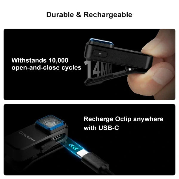 Olight Oclip Clip Light – White & Red, Black
